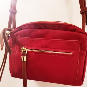 NWOT Small camera bag golden zip red